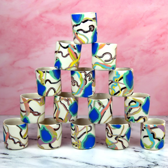 Mugs by Brooklyn-based ceramicist Dustin Barzell