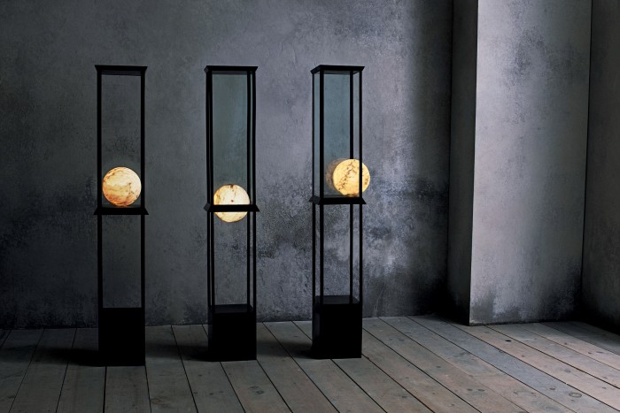 Anna Karlin Carrara marble and steel Moon cabinets, $18,000 each