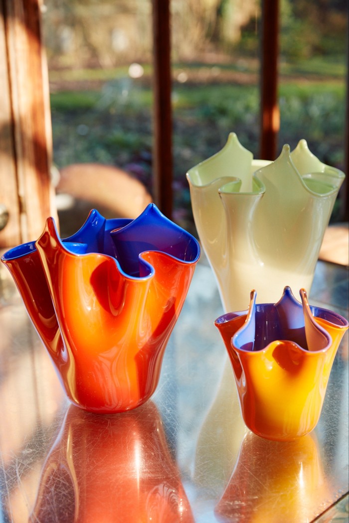 Two-tone fazzoletto vases 