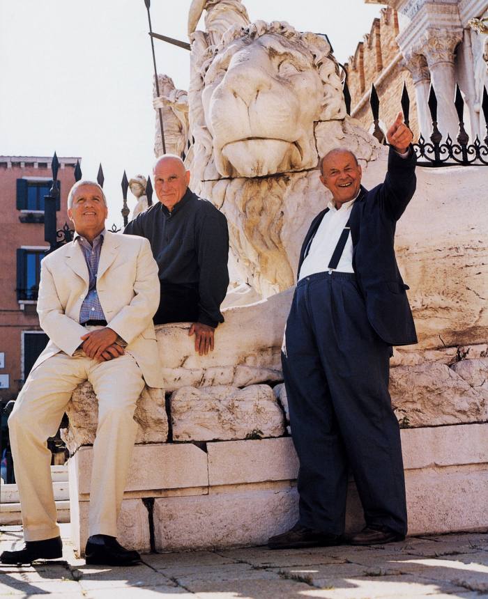 From left: Larry Gagosian, Richard Serra and Cy Twombly