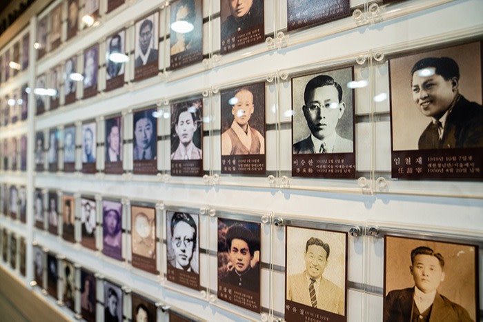 Photos of those missing after the Korean War on the wall of the Korean War Abductees’ Family Union