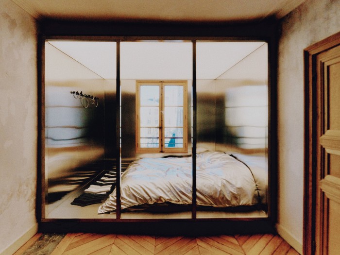 The bedroom in his Paris apartment