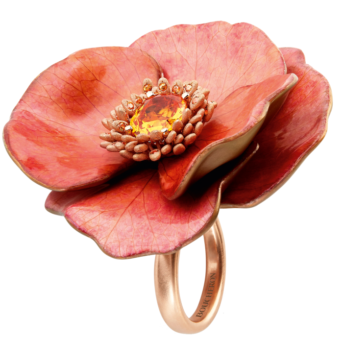 Boucheron pink-gold, titanium, spessartite garnet and orange garnet Rose d’Équateur Fleur Eternelle ring, POA