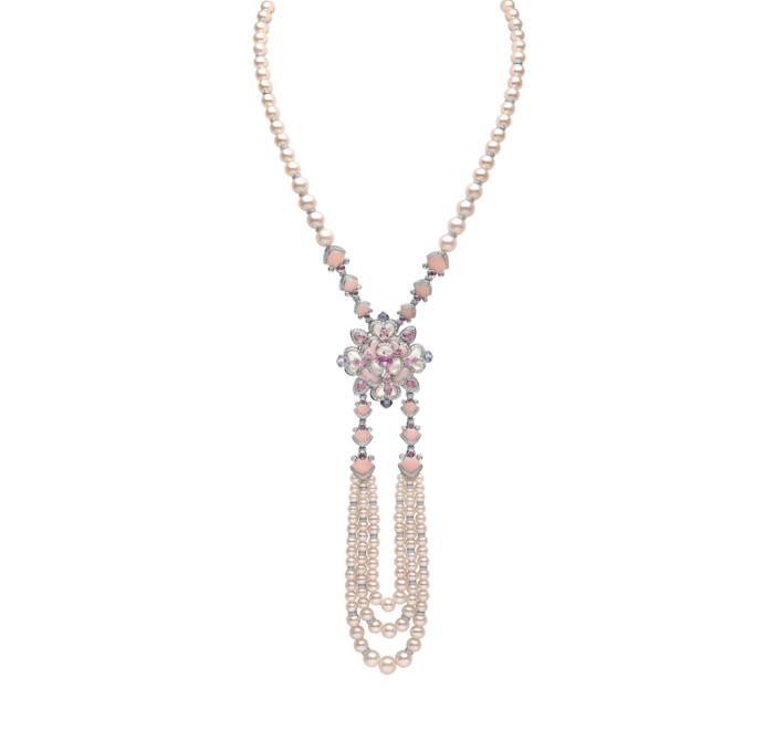 Yoko London pearl, diamond and sapphire necklace