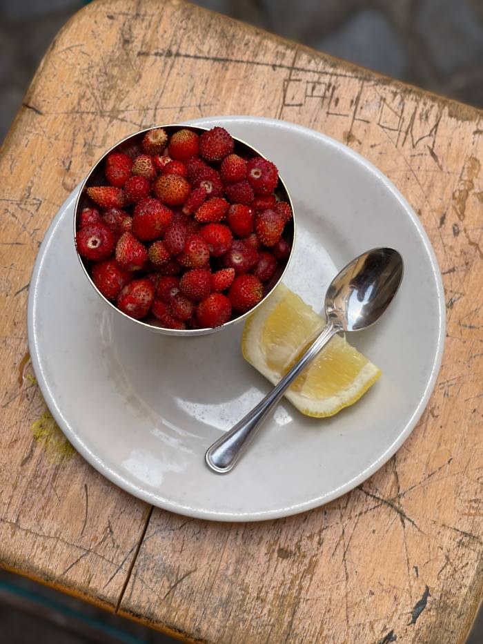 Berries served with lemon and sugar