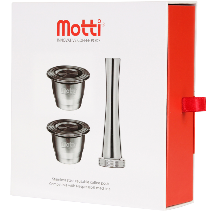 Motti steel reusable coffee pods for Nespresso coffee machines, £39.90 for two
