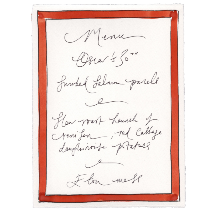 Scribble & Daub handpainted menu card, from £6.50
