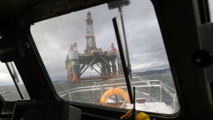 A North Sea oil platform off the coast of Scotland