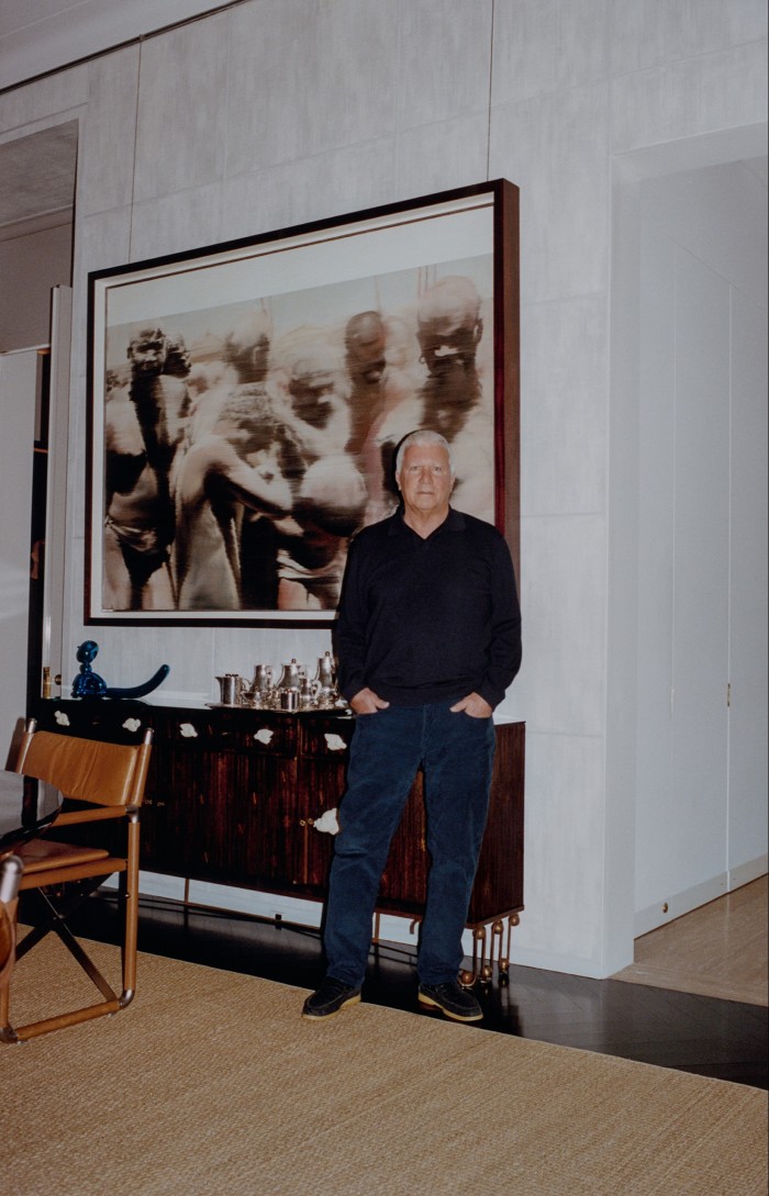 Gagosian in front of Nuba, 1964, by Gerhard Richter