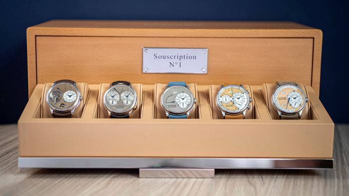 The five Souscription watches, dated 1999 to 2004, are being sold individually by Phillips on Sunday