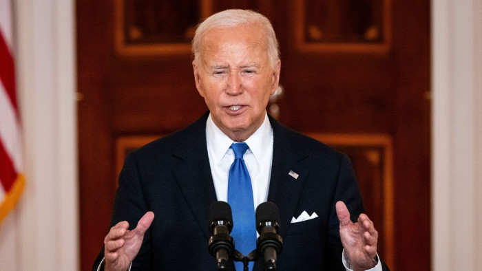 US president Joe Biden delivers remarks at the White House on Monday