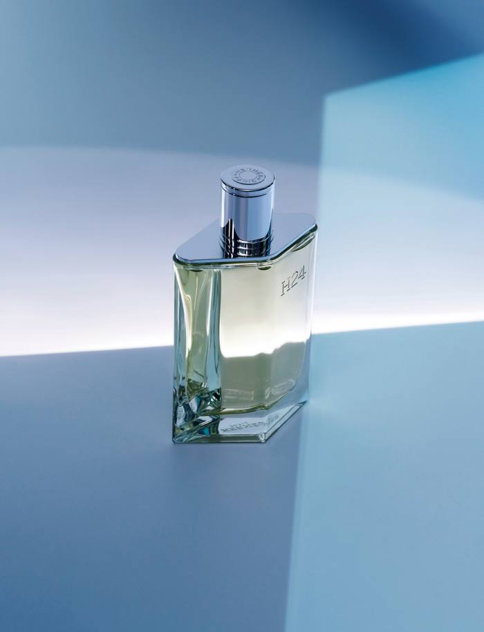 Hermès’s new scent, H24 – perfumer Christine Nagel worked on it with the house’s menswear creative director Véronique Nichanian, inspired by the tactility of her ready-to-wear collections