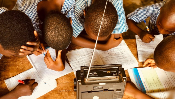 Pupils study with the Teach For Nigeria Remote Learning Program’s radio school, launched in the pandemic
