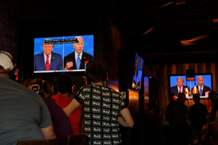 People watch the debate from a tavern in San Diego