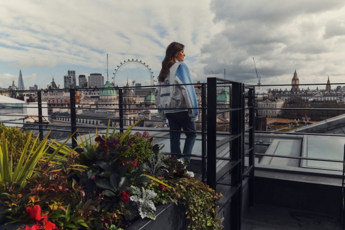 Hinduja on the roof of her home in London