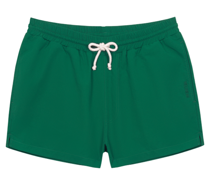 Forest green swim shorts with tie waist