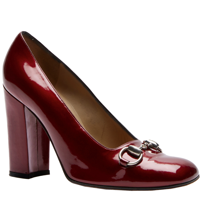FW95 patent-leather pumps with horsebit detail, by Tom Ford