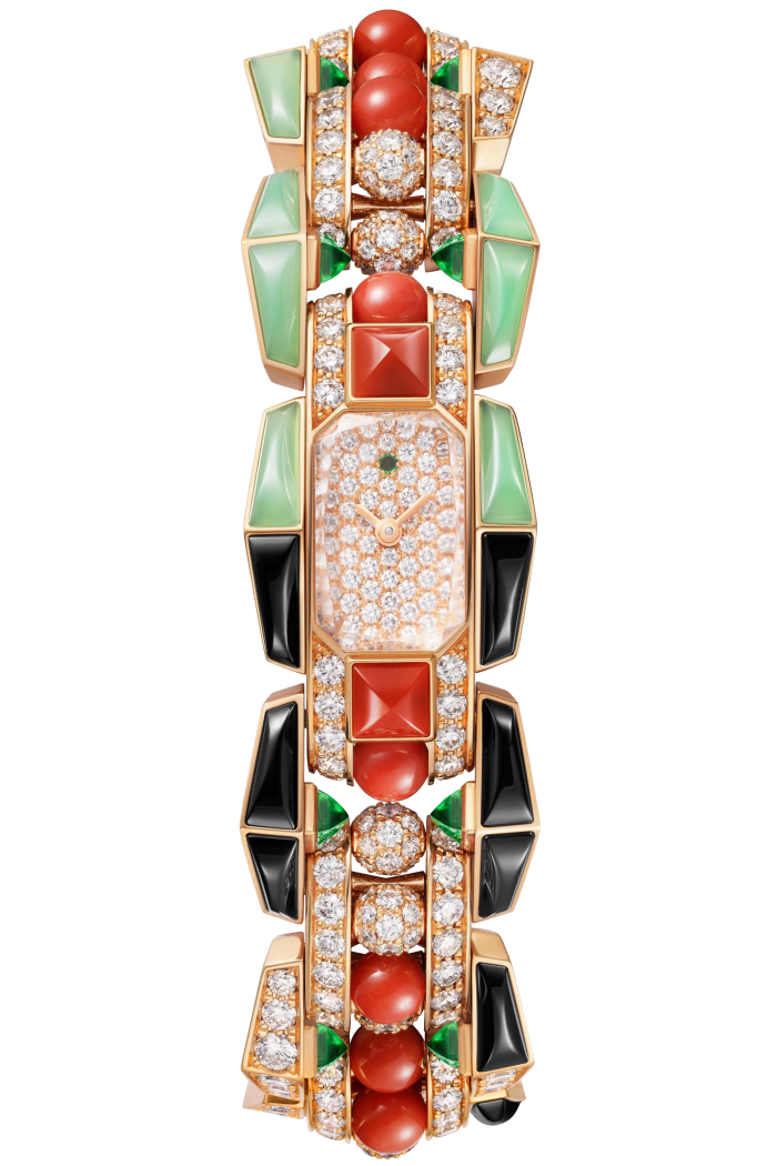 Cartier Tank [Un]limited rose gold with diamonds, spinels, tsavorites, coral and chrysoprase, POA