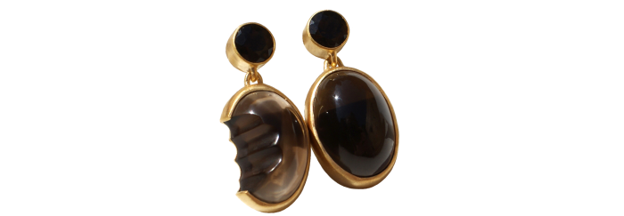 Isla Gilham gold, gold-plated-silver and smoky quartz Cacao earrings, £820