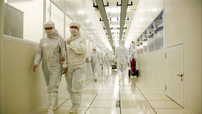 Employees at Semiconductor Manufacturing International in Shanghai, China
