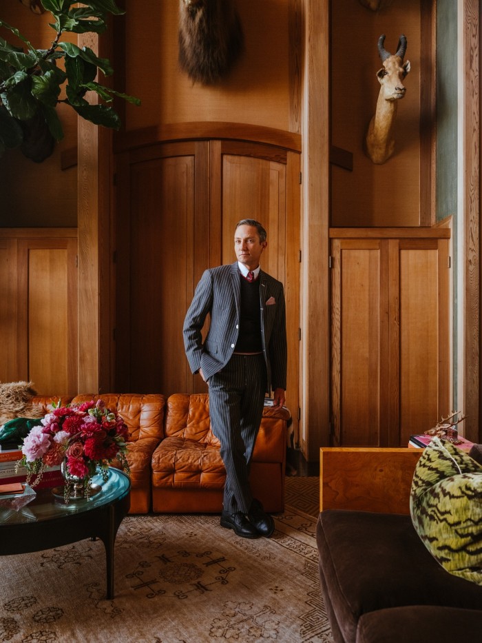 San Francisco-based interior designer Ken Fulk in his living room