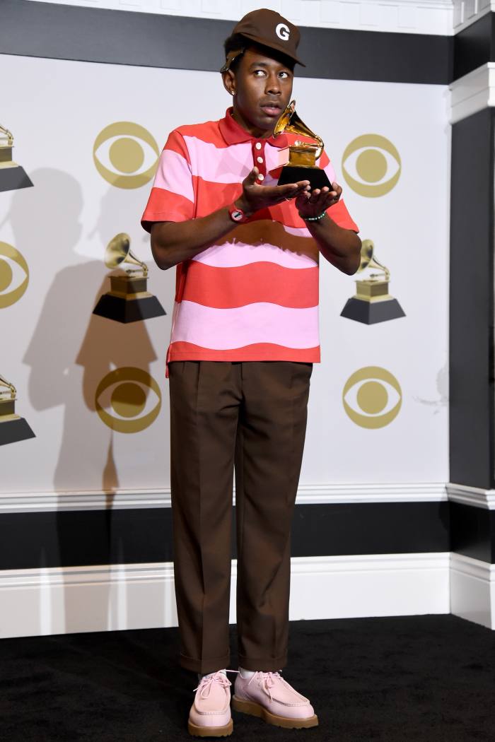 Tyler, The Creator wears pink Wallabees at the 2020 Grammies