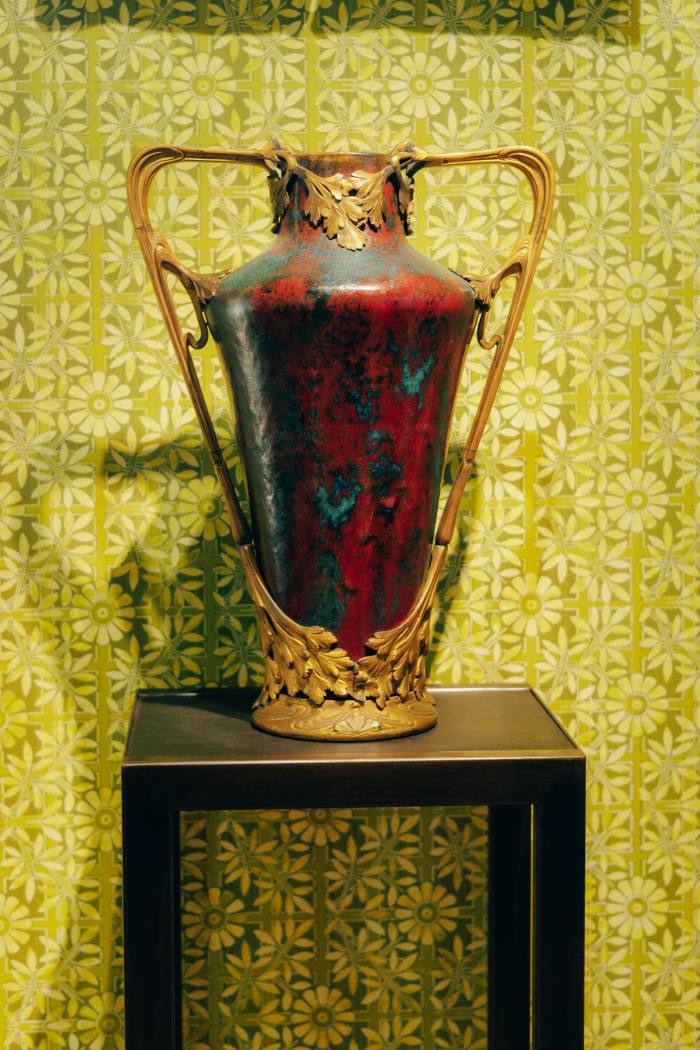 A gilt-bronze and stoneware piece, c1900, by Adrien Dalpayrat