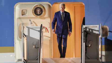Joe Biden arrives on Air Force One for the G20 summit in Bali