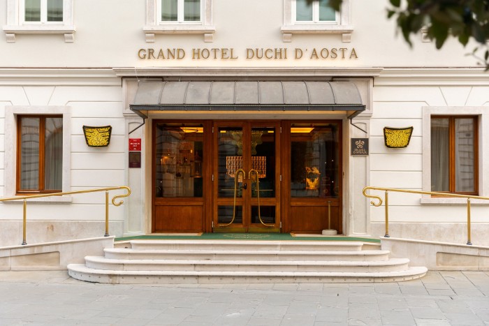 The Grand Hotel Duchi d’Aosta on the Piazza Unità d’Italia