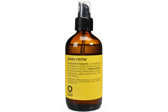 Oway Glossy Nectar Restructuring Hair Oil with upcycled Alpine apple-seed oil, €26.50
