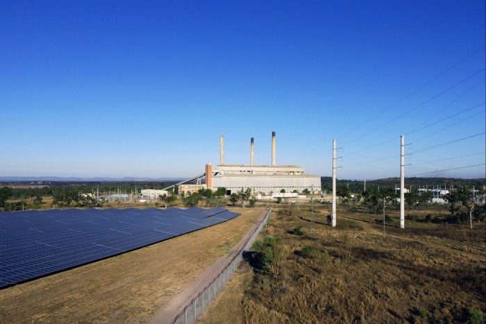a coal-fired power station is shown from afar