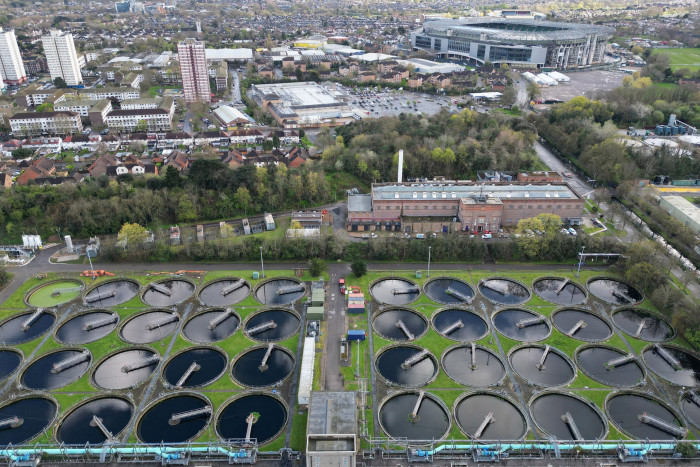 An aerial view of Mogden sewage works