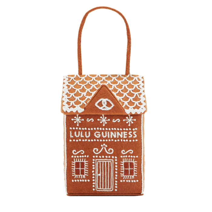 Lulu Guinness embroidered Gingerbread House clutch bag, £345