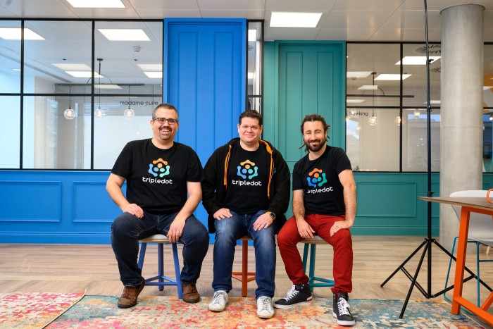 Tripledot’s co-founders (from left to right) Akin Babayigit chief operating officer, Lior Shiff, chief executive and Eyal Chameides, chief product officer