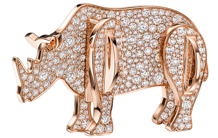 Tiffany & Co rose-gold and diamond Save the Wild Rhino brooch, POA