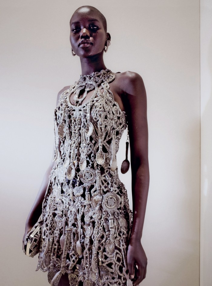 Alexander McQueen’s Love Spoon dress embroidered with crystal, sequins, beads and spoons