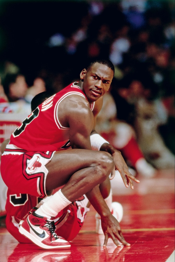 1987: Michael Jordan wearing his Nike Air Jordans in Atlanta