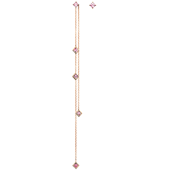 Diane Kordas asymmetric rose-gold and pink-sapphire earrings, £1,675