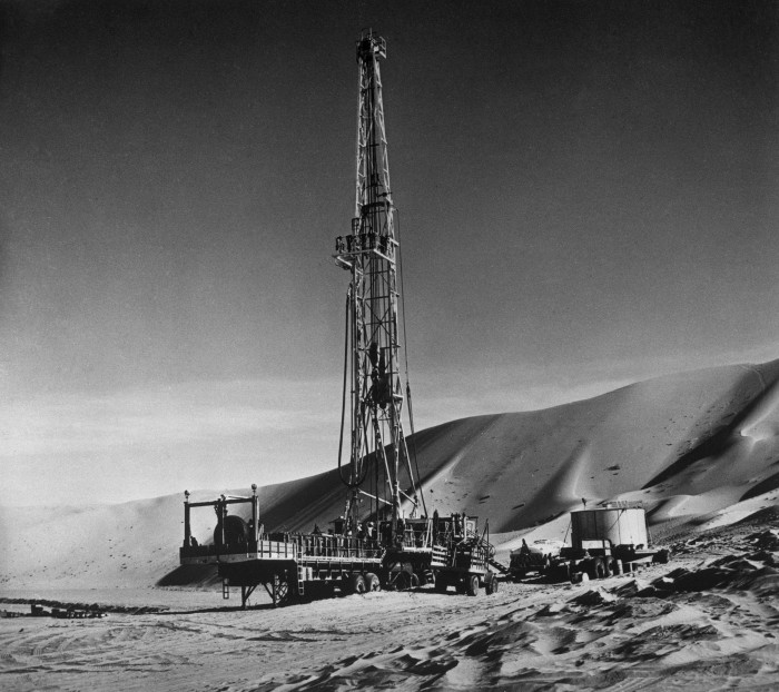 Drilling by the Arabian-American Oil Company, later Saudi Aramco, c1955