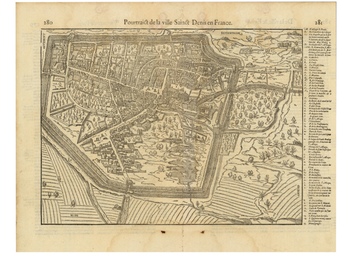 Pourtraict de la Ville de Sainct Denis en France antique map, $275, raremaps.com