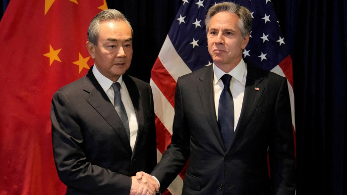 The Chinese Communist party’s foreign policy chief Wang Yi shakes hands with US secretary of state Antony Blinken in Jakarta last month