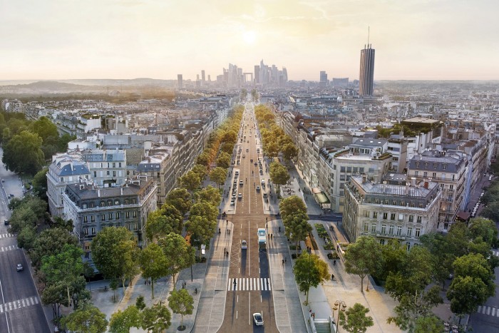 A visualisation of the proposed plans for the Avenue de la Grande Armée towards La Défense