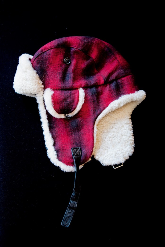 One of the Canadian trapper hats Rossi brought home for his sons