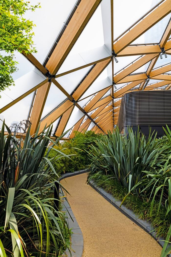 The botanical roof garden at Crossrail Place