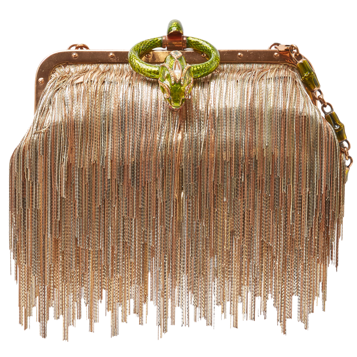 SS04 metal fringe bag with enamel hardware, by Tom Ford