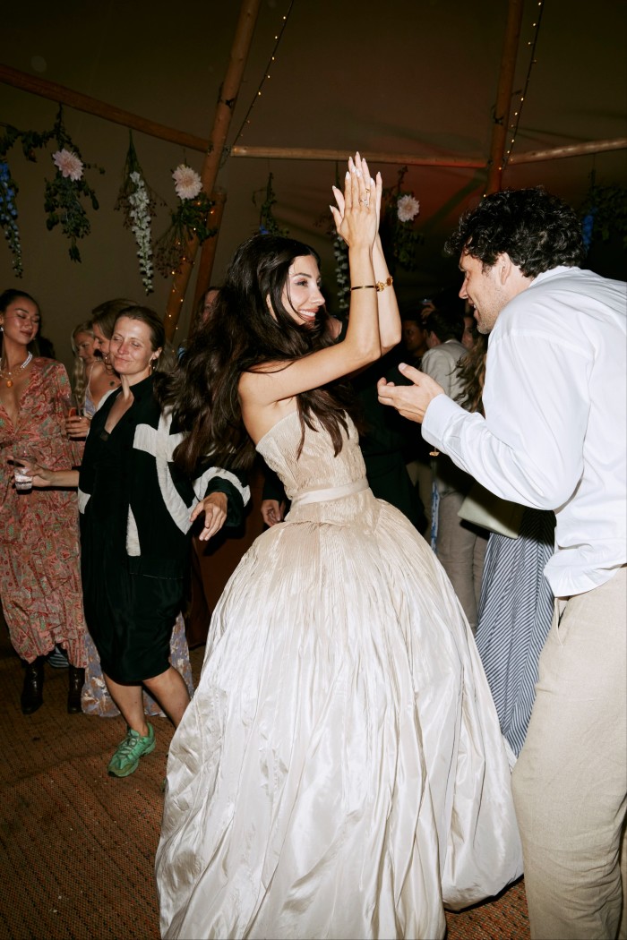 Shanna Tofegh Laustrup dances in her Danielle Frankel Lennon dress