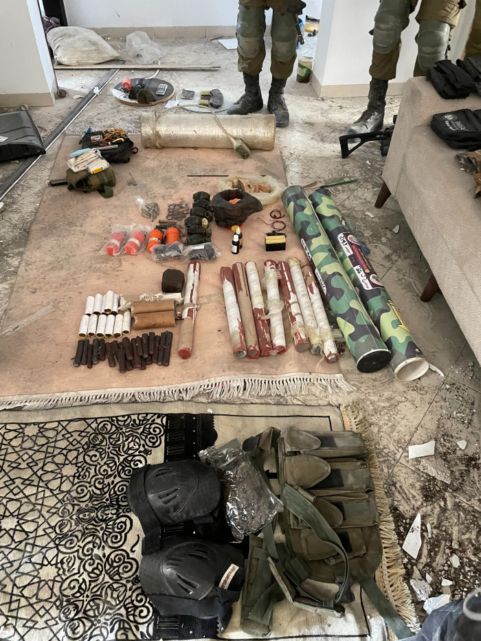 Weapons cache discovered in a flat in Jabalia, Gaza on November 9 2023