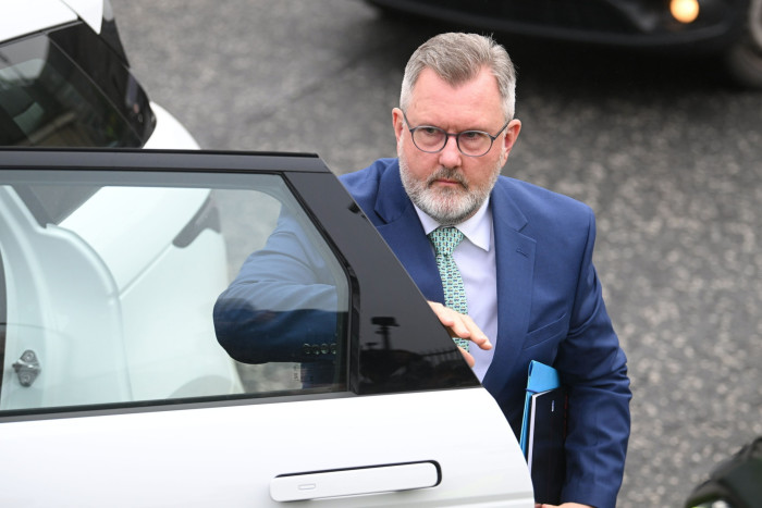 Sir Jeffrey Donaldson arrives at Newry courthouse