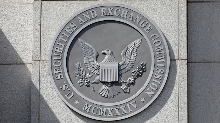 The seal of the U.S. Securities and Exchange Commission is seen at their headquarters in Washington