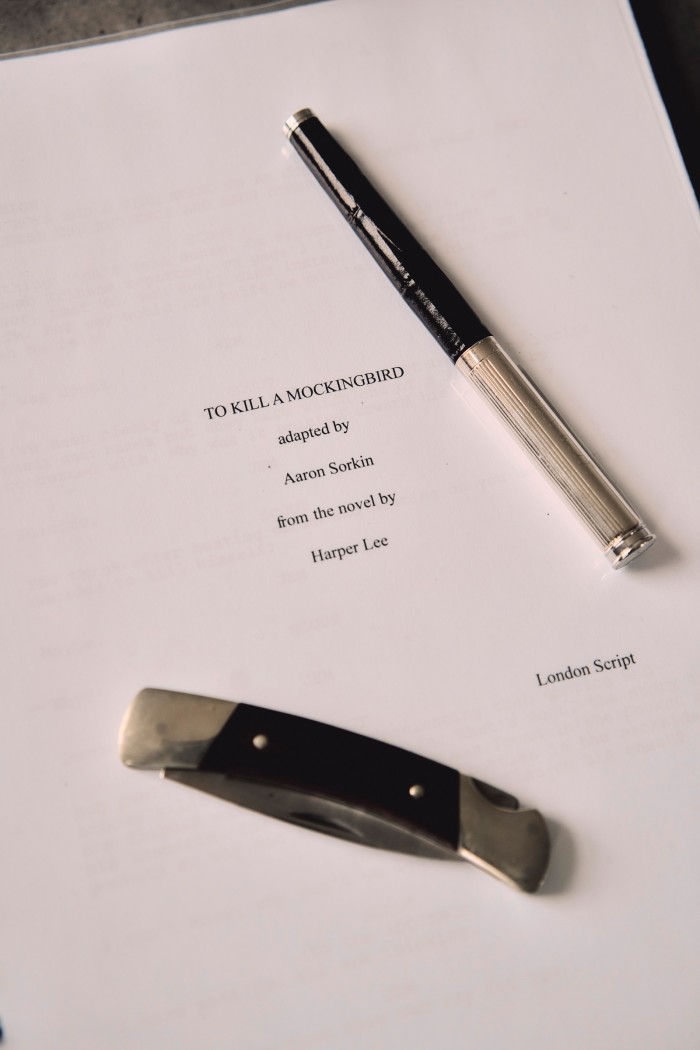 Gis “To Kill a Mockingbird gifts” – the pen is from Sonia Friedman, the play’s producer, and the knife from a “dear friend”